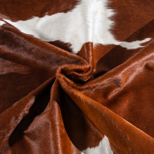 Brown and White Cowhide Rug Size 7'6" L x 7'8" W 5073