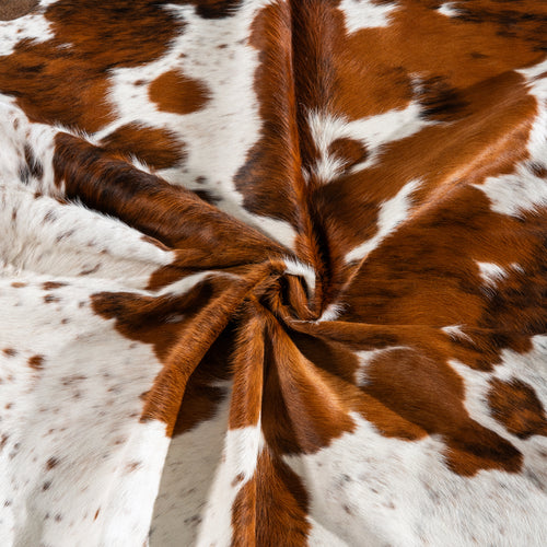 White Tricolor Cowhide Rug Size 7'4" L x 6'11" W 4165