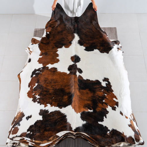 Tricolor Cowhide Rug Size 8'2" L x 6'8" W 4169