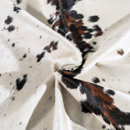 White Tricolor Cowhide Rug Size 7'1" L x 6'9" W 5079