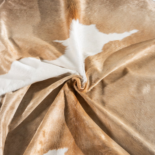 Palomino and White Cowhide Rug Size 7'9" L x 7'4" W 4171