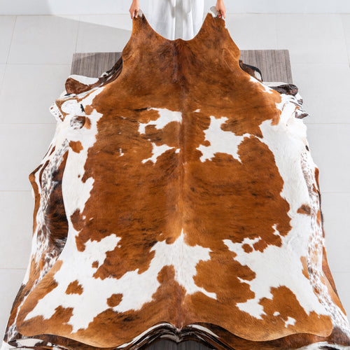 Tricolor Cowhide Rug Size 7'4" L x 6'0" W 4172