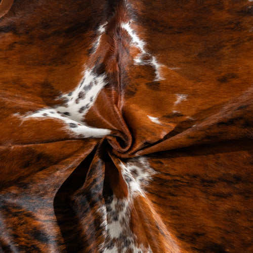 Tricolor Brindle Mix Cowhide Rug Size 7'8" L x 7'0" W 4173