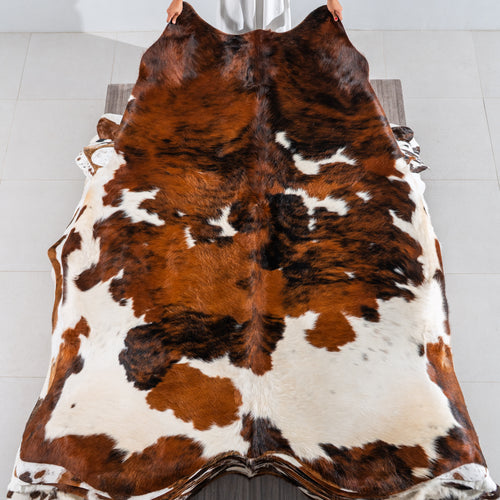 Tricolor Cowhide Rug Size 7'11" L x 7'3" W 4176