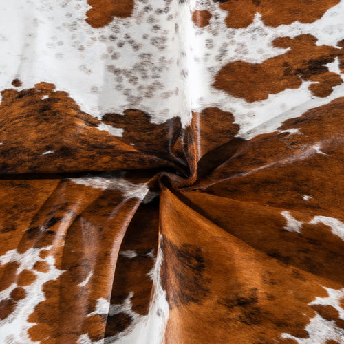 White Tricolor Cowhide Rug Size 7'1" L x 6'11" W 4177