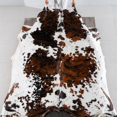 Tricolor Cowhide Rug Size 7'9" L x 6'7" W 4180