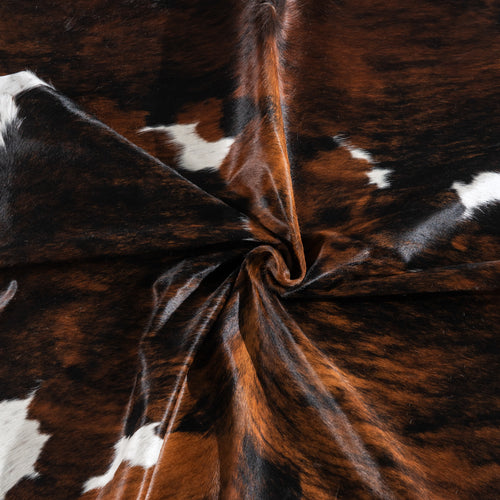 Tricolor Brindle Mix Cowhide Rug Size 7'2" L x 6'7" W 4181