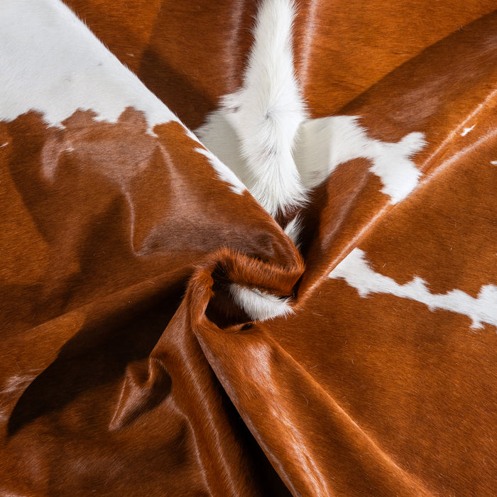 Brown and White Cowhide Rug Size 7'7" L x 7'2" W 5089