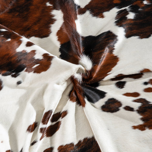 White Tricolor Cowhide Rug Size 6'9" L x 6'5" W 4184
