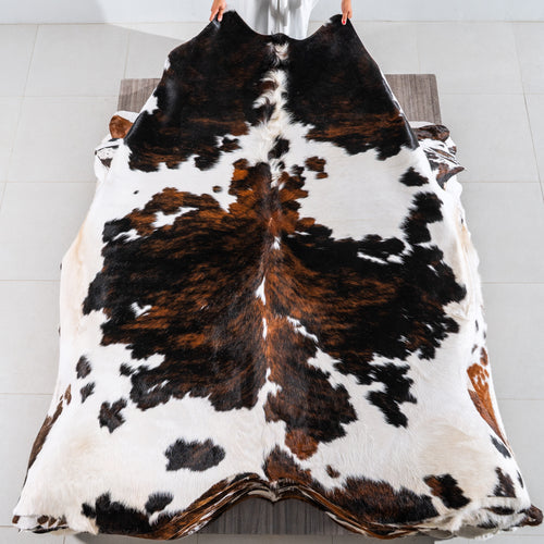 Tricolor Cowhide Rug Size 7'11" L x 7'5" W 4185