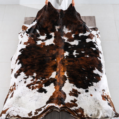 Tricolor Cowhide Rug Size 7'9" L x 7'2" W 4189