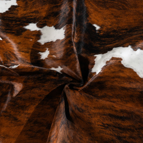 Tricolor Brindle Mix Cowhide Rug Size 7'9" L x 7'3" W 4191