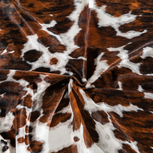 White Tricolor Cowhide Rug Size 8'0" L x 7'6" W 4192