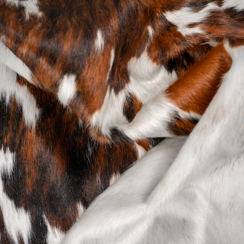 Tricolor Cowhide Rug Size 7'10'' L X 6'11'' W 4993 , Stain Resistant Fur | eCowhides