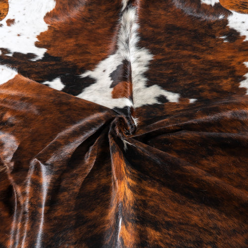 Tricolor Brindle Mix Cowhide Rug Size 7'2" L x 6'3" W 4194