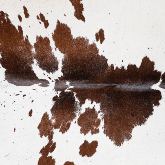 Brazilian Chocolate and White Cowhide Rug Size 7'3" L x 6'7" W 3789
