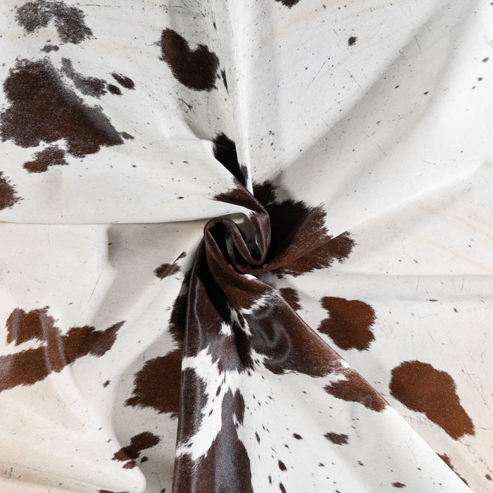 Brazilian Chocolate and White Cowhide Rug Size 7'3" L x 6'7" W 3789