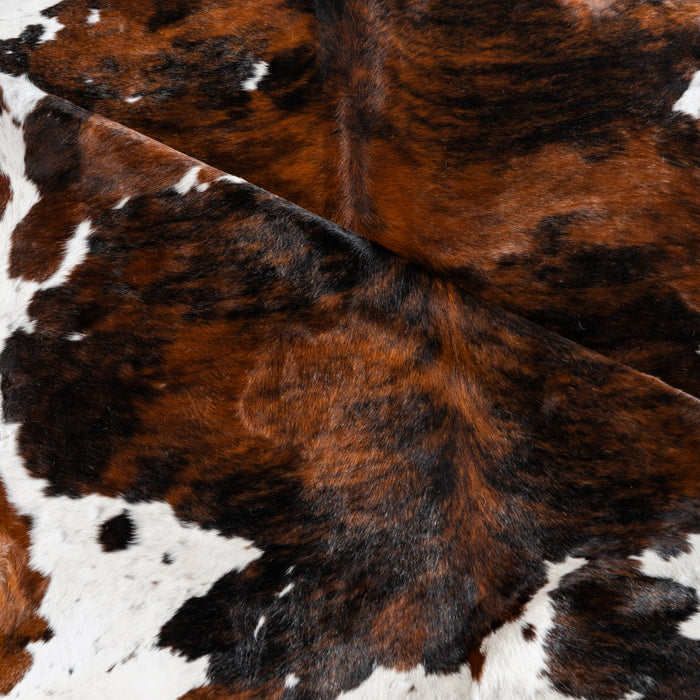 Tricolor Brindle Mix Cowhide Rug Size 7'2" L x 6'0" W 4196