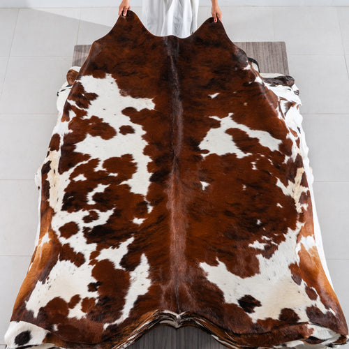 Tricolor Cowhide Rug Size 7'4" L x 7'6" W 4197