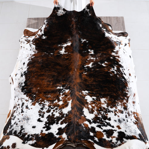 Tricolor Cowhide Rug Size 7'2" L x 6'10" W 4200