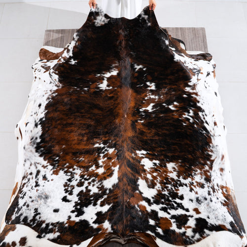 Tricolor Cowhide Rug Size 7'2" L x 6'10" W 4200