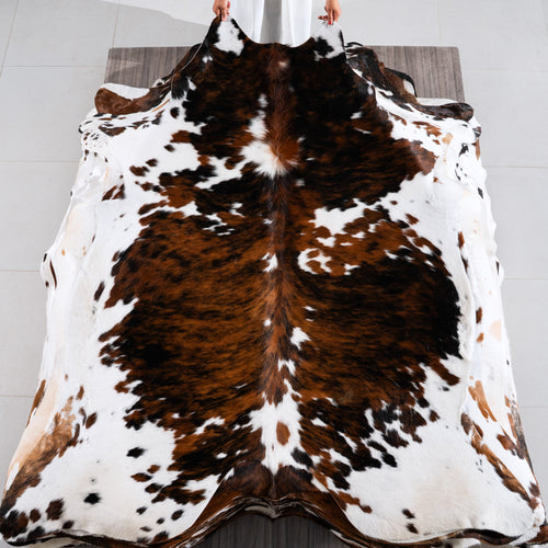 Tricolor Cowhide Rug Size 7'0" L x 6'7" W 4201