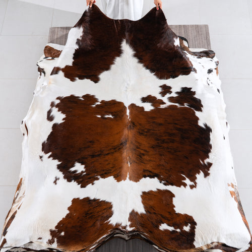 Tricolor Cowhide Rug Size 7'3" L x 6'6" W 4204