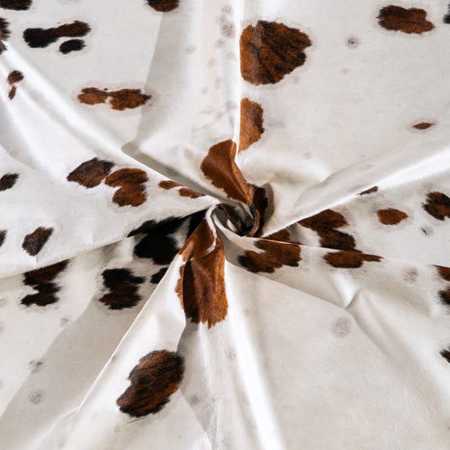 White Tricolor Cowhide Rug Size 7'11" L x 6'11" W 4205