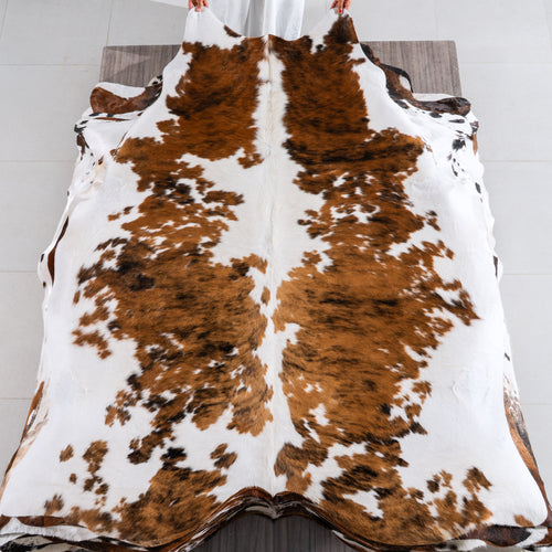 Tricolor Cowhide Rug Size 7'0" L x 6'8" W 4206
