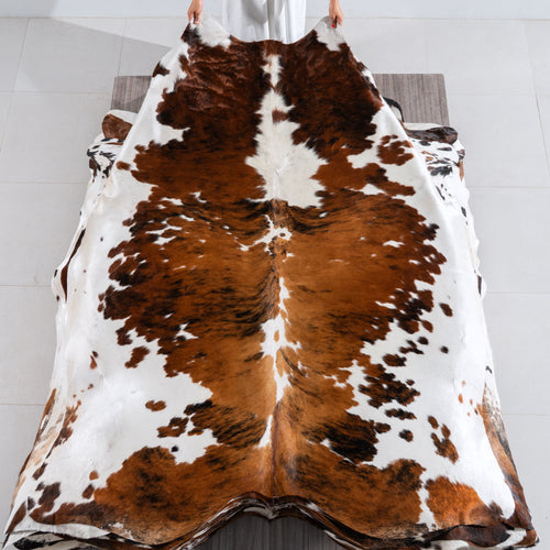 Tricolor Cowhide Rug Size 7'7" L x 6'3" W 4207