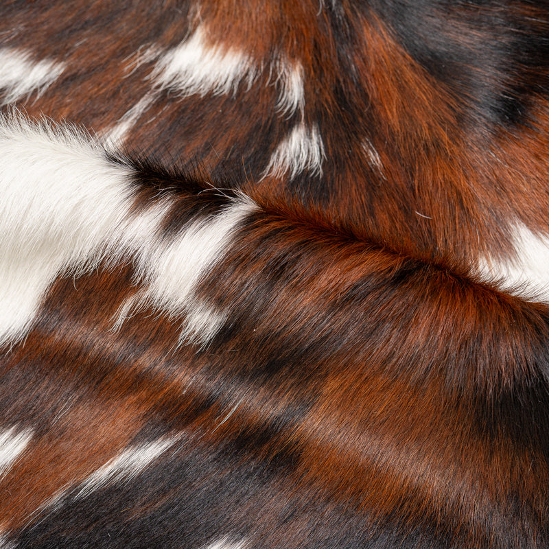 Dark Tricolor Cowhide Rug Size 6'8'' L X 6' W 4998 , Stain Resistant Fur | eCowhides