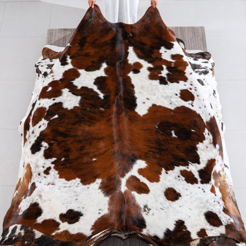 Tricolor Cowhide Rug Size 7'3" L x 7'2" W 4209