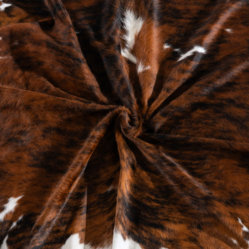 Tricolor Brindle Mix Cowhide Rug Size 7'9" L x 7'0" W 4215