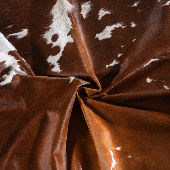 Brown and White Cowhide Rug Size 7'5" L x 6'2" W 4217