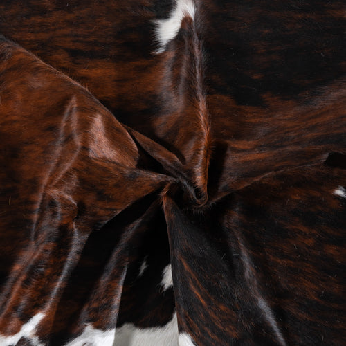 Tricolor Brindle Mix Cowhide Rug Size 7'8" L x 7'1" W 4218