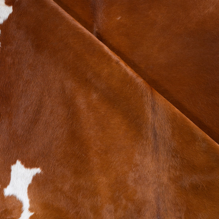 Brown and White Cowhide Rug Size 7'1" L x 6'9" W 4221