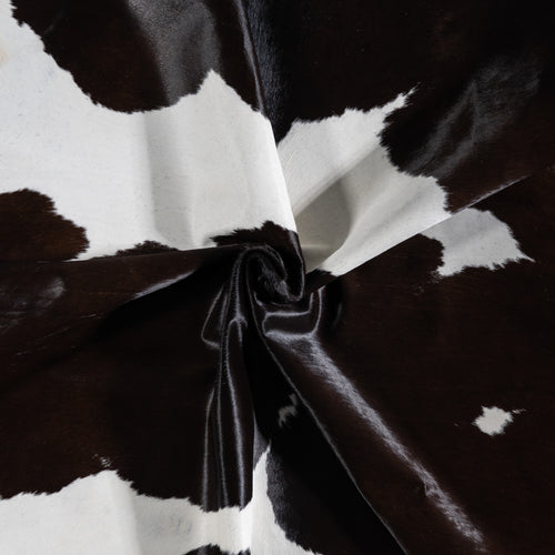 Brazilian Chocolate and White Cowhide Rug Size 6'10" L x 6'3" W 3823