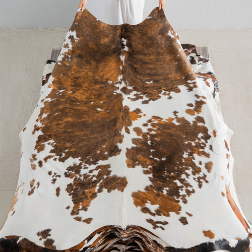 Tricolor Cowhide Rug Size 7'7" L x 6'10" W 2867