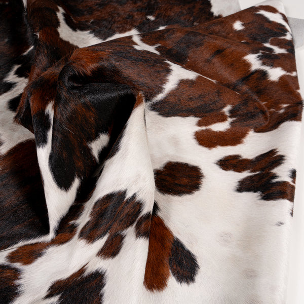 Tricolor Cowhide Rug Size 6'4'' L X 5'5'' W 5209 , Stain Resistant Fur | eCowhides