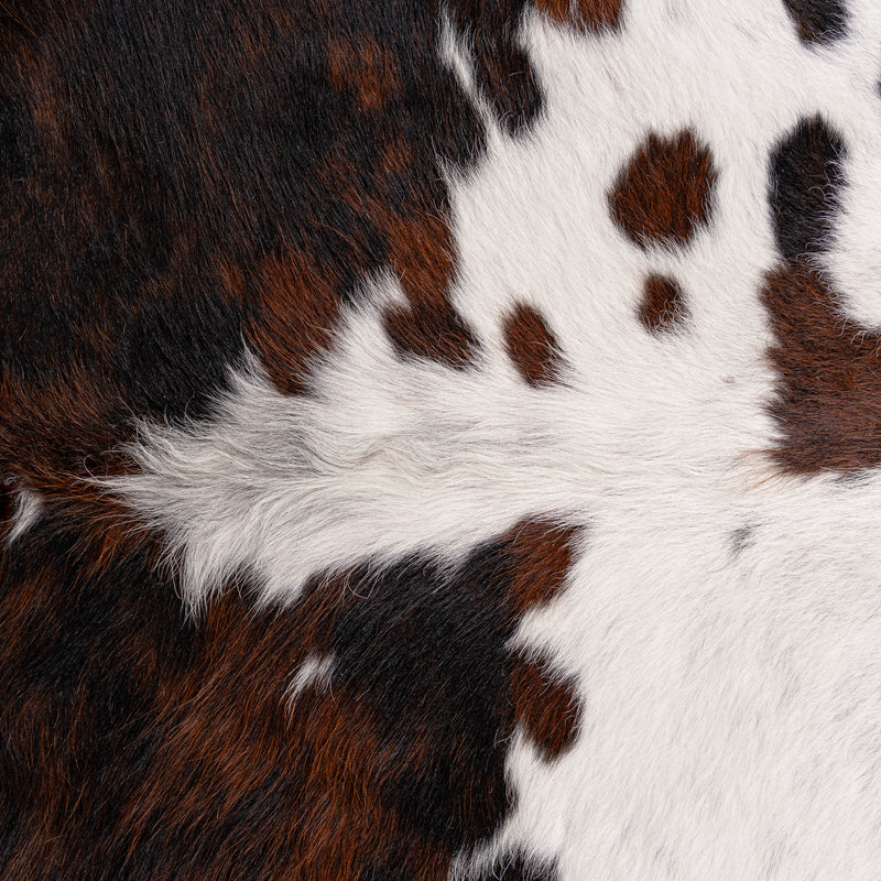 White Tricolor Cowhide Rug Size 7'2'' L X 6'1'' W 5217 , Stain Resistant Fur | eCowhides