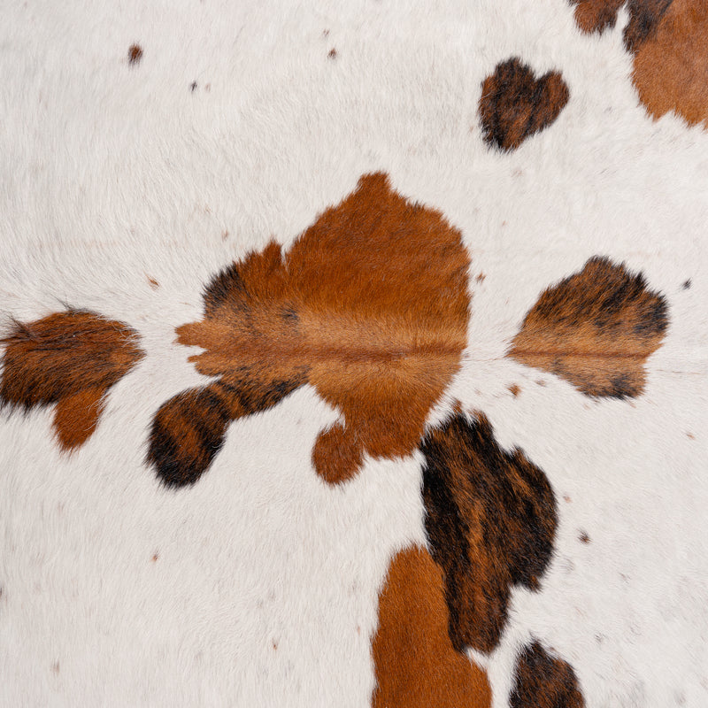 White Tricolor Cowhide Rug Size 7'3'' L X 6'10'' W 5259 , Stain Resistant Fur | eCowhides