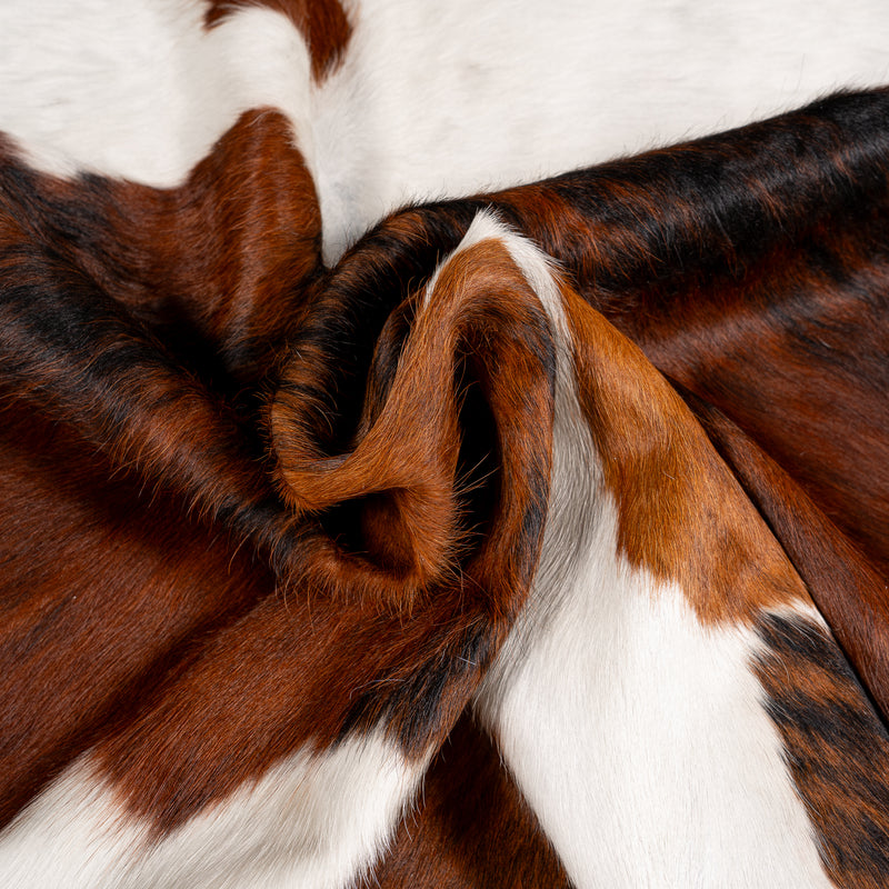Tricolor Cowhide Rug Size 7'10'' L X 6'9'' W 5285 , Stain Resistant Fur | eCowhides