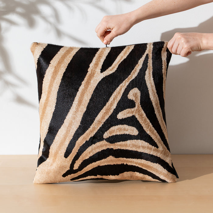 Zebra Safari Cowhide Pillow