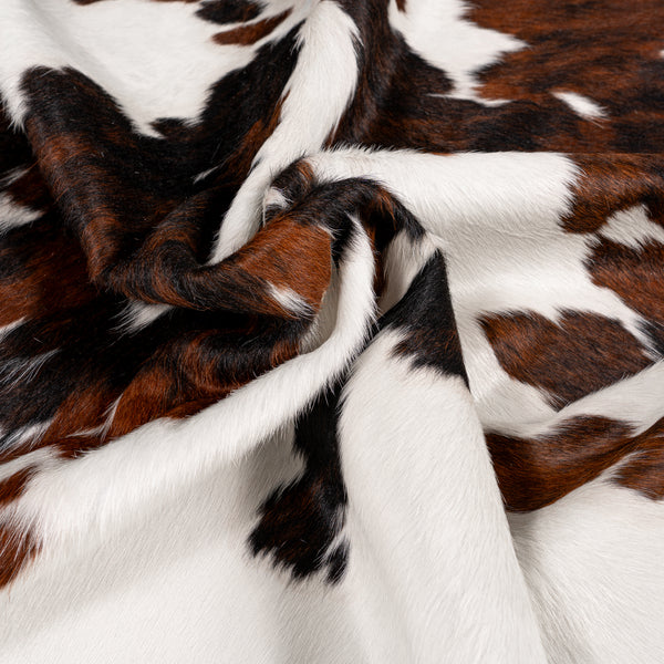 Tricolor Cowhide Rug Size 7'6'' L X 6'11'' W 5355 , Stain Resistant Fur | eCowhides