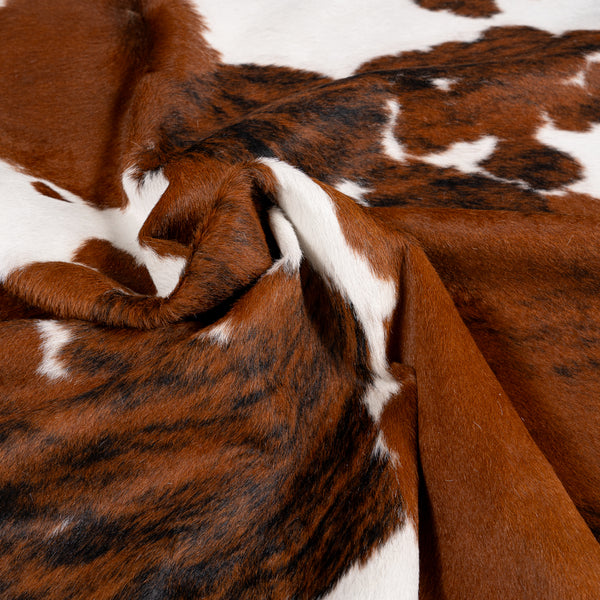 Tricolor Cowhide Rug Size 7'1'' L X 6'7'' W 5360 , Stain Resistant Fur | eCowhides