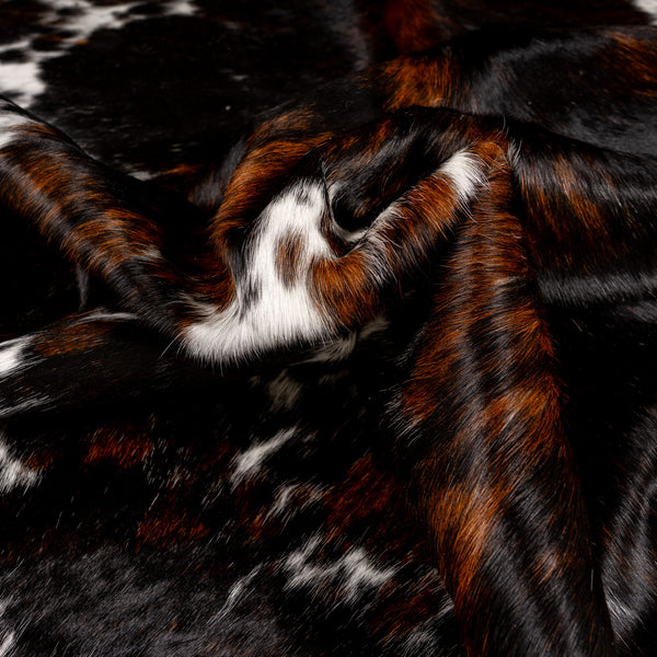 Dark Tricolor Cowhide Rug Size 7'9" L x 7'3" W 5406