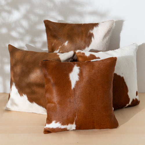 Brown and White Cowhide Pillow