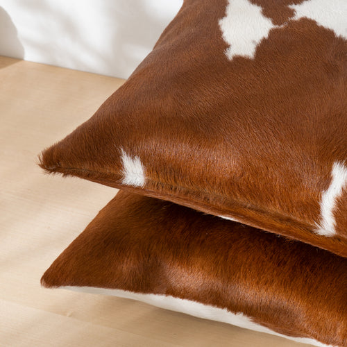 Brown and White Cowhide Pillow