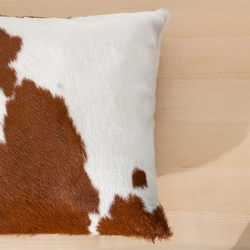 Brown and White Cowhide Pillow