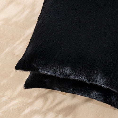 Solid Black Cowhide Pillow